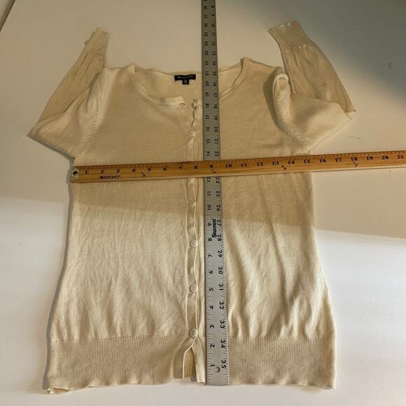 Massimo Dutti Cardigan Womens M Medium Cream Fine Knit Button Sweater Tank 2 Pc - Picture 14 of 16
